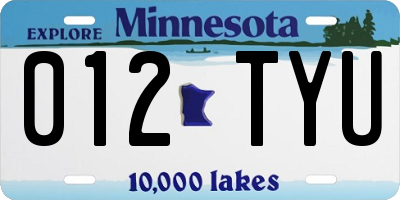 MN license plate 012TYU