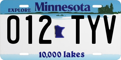 MN license plate 012TYV