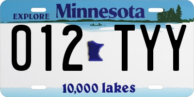 MN license plate 012TYY