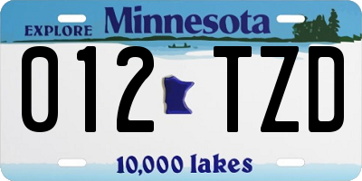 MN license plate 012TZD