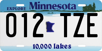 MN license plate 012TZE