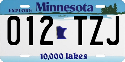 MN license plate 012TZJ