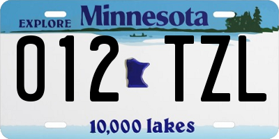 MN license plate 012TZL