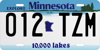 MN license plate 012TZM