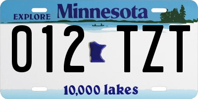 MN license plate 012TZT