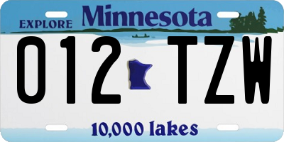 MN license plate 012TZW