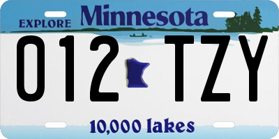 MN license plate 012TZY