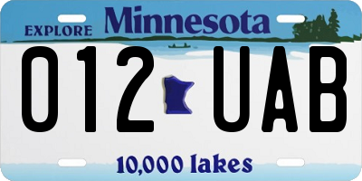 MN license plate 012UAB