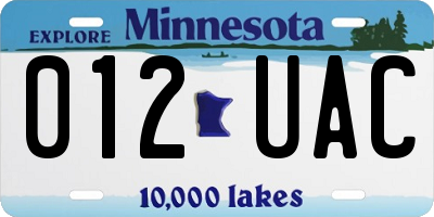 MN license plate 012UAC