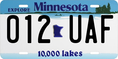 MN license plate 012UAF