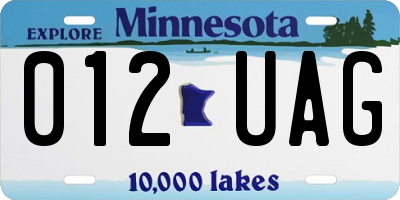 MN license plate 012UAG