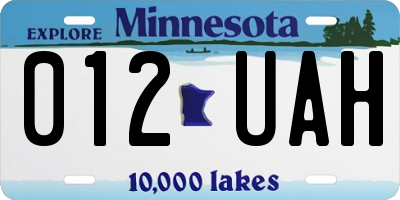 MN license plate 012UAH