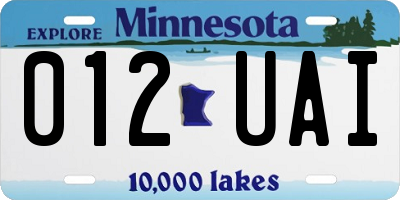 MN license plate 012UAI