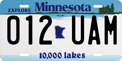 MN license plate 012UAM