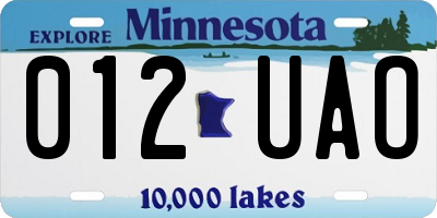MN license plate 012UAO