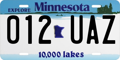 MN license plate 012UAZ