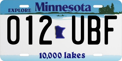 MN license plate 012UBF
