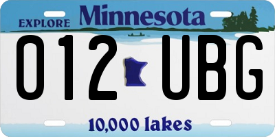MN license plate 012UBG