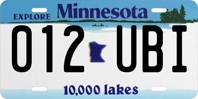 MN license plate 012UBI