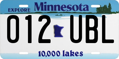 MN license plate 012UBL