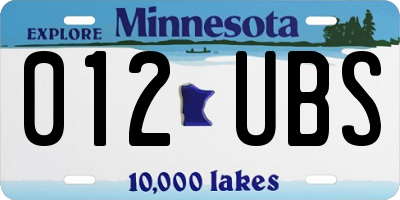 MN license plate 012UBS
