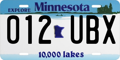 MN license plate 012UBX