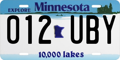 MN license plate 012UBY