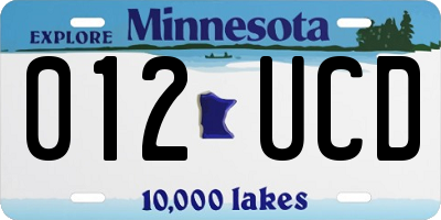 MN license plate 012UCD