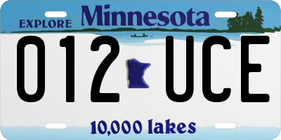 MN license plate 012UCE