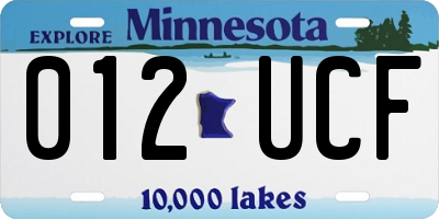MN license plate 012UCF
