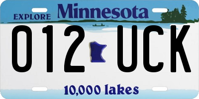 MN license plate 012UCK