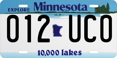 MN license plate 012UCO