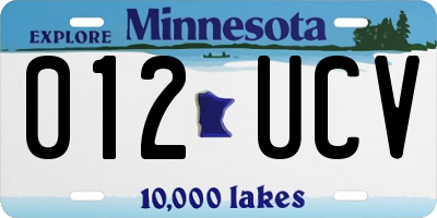 MN license plate 012UCV