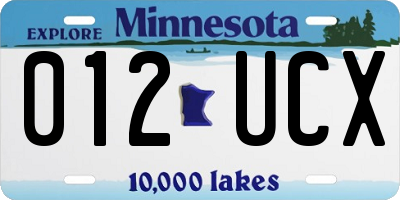 MN license plate 012UCX