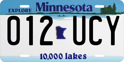 MN license plate 012UCY