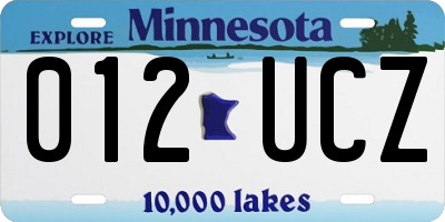 MN license plate 012UCZ
