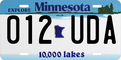 MN license plate 012UDA