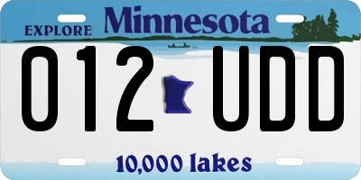 MN license plate 012UDD