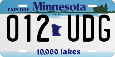 MN license plate 012UDG