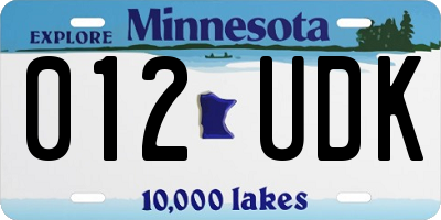 MN license plate 012UDK