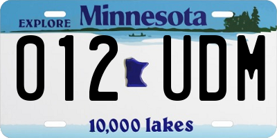 MN license plate 012UDM