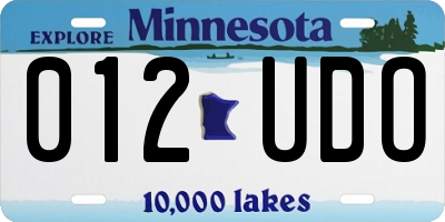 MN license plate 012UDO