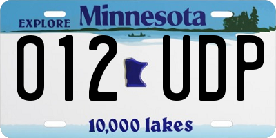 MN license plate 012UDP