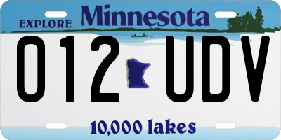 MN license plate 012UDV