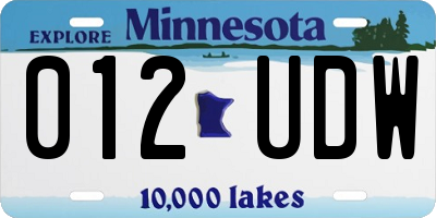 MN license plate 012UDW