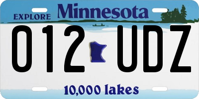 MN license plate 012UDZ