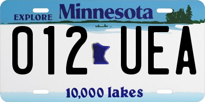 MN license plate 012UEA