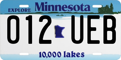 MN license plate 012UEB