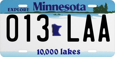 MN license plate 013LAA