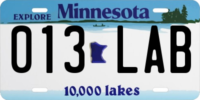 MN license plate 013LAB